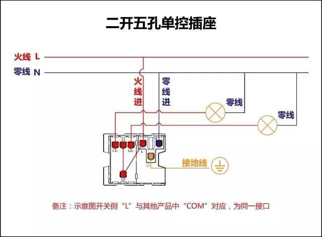 帶燈開關(guān)的插座接線圖