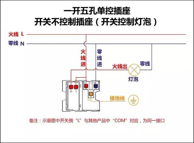 帶燈開關(guān)的插座接線圖